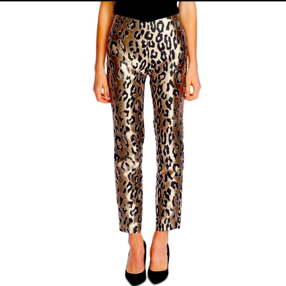 Vince Camuto Women's Leopard Jacquard Side Zip Slim Pants